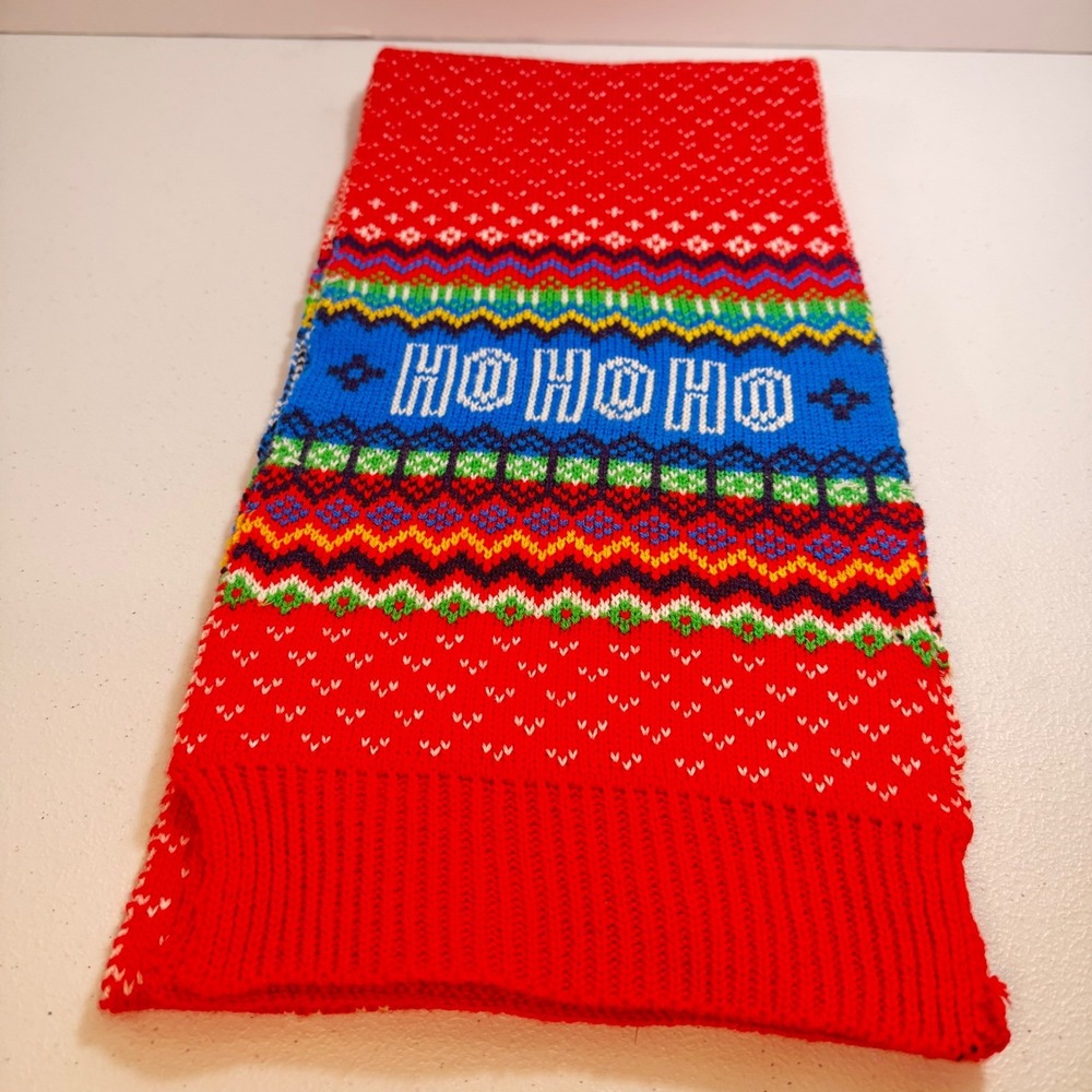 Cupcake One Size Red HO HO HO Christmas Sweater scarf Fair aisle Acrylic Holiday